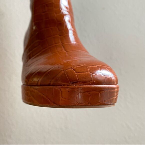 ASOS tan / orange platform boots wide fit size 9 - Picture 4 of 5